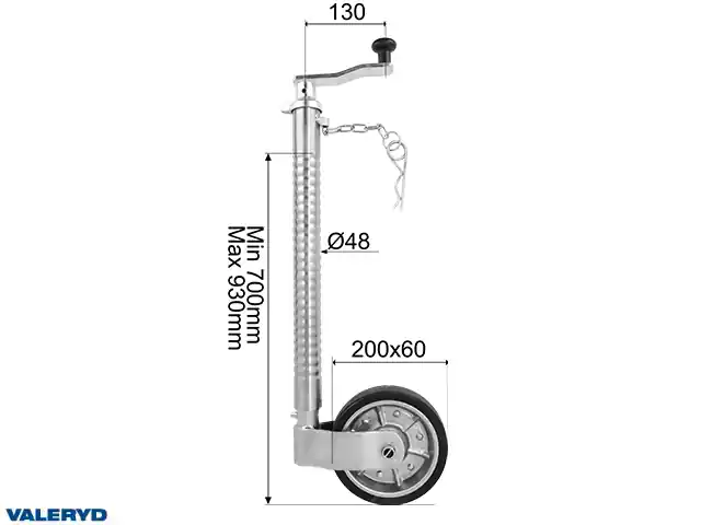 Stödhjul SS Ø48 mm 200 kg 200×60 mm Kampanj